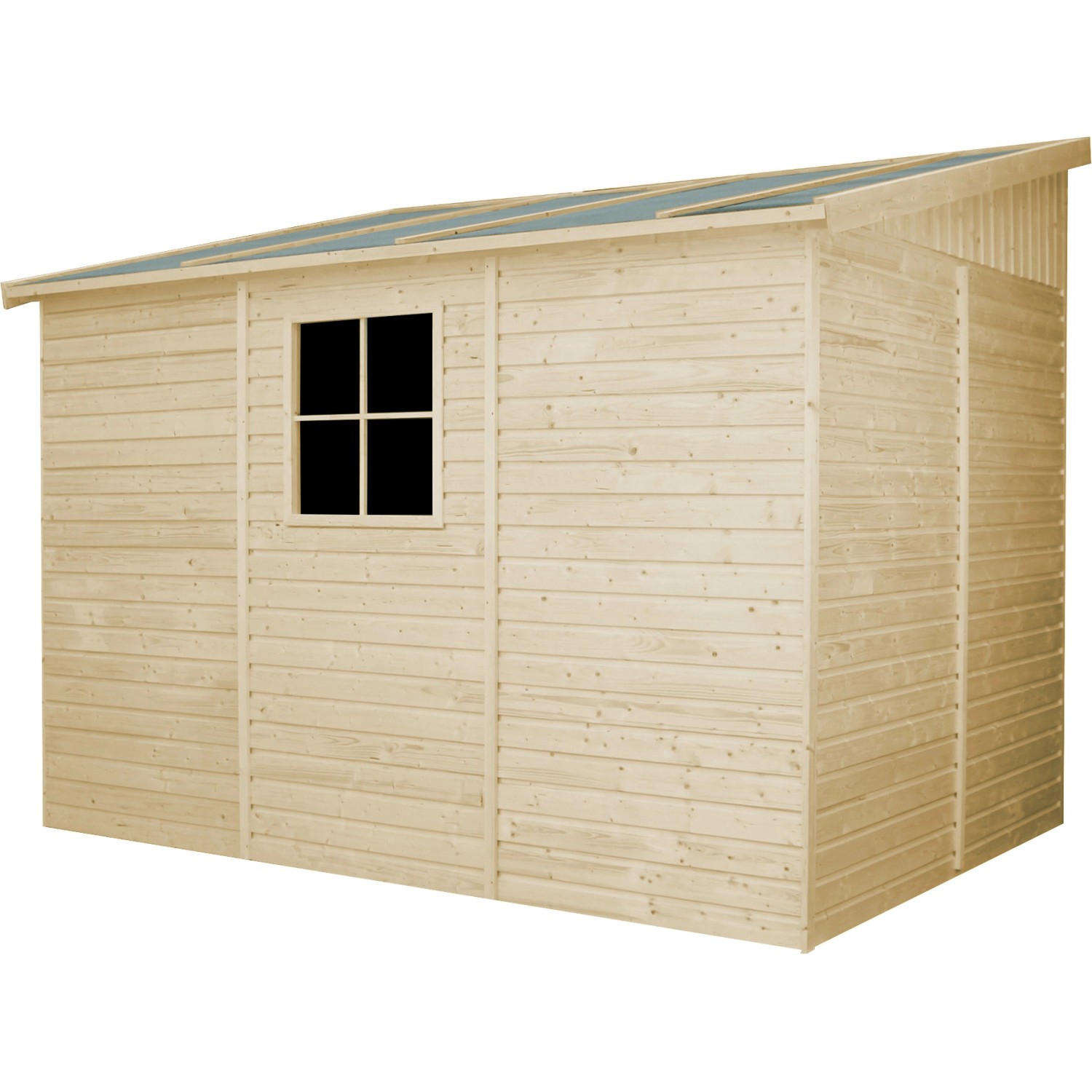 Timbela Gartenhaus Holz M339A+M339G, 6 m², mit Fenster und Seitenwand. Holz-Gartenhaus in naturbelassenem Look.
