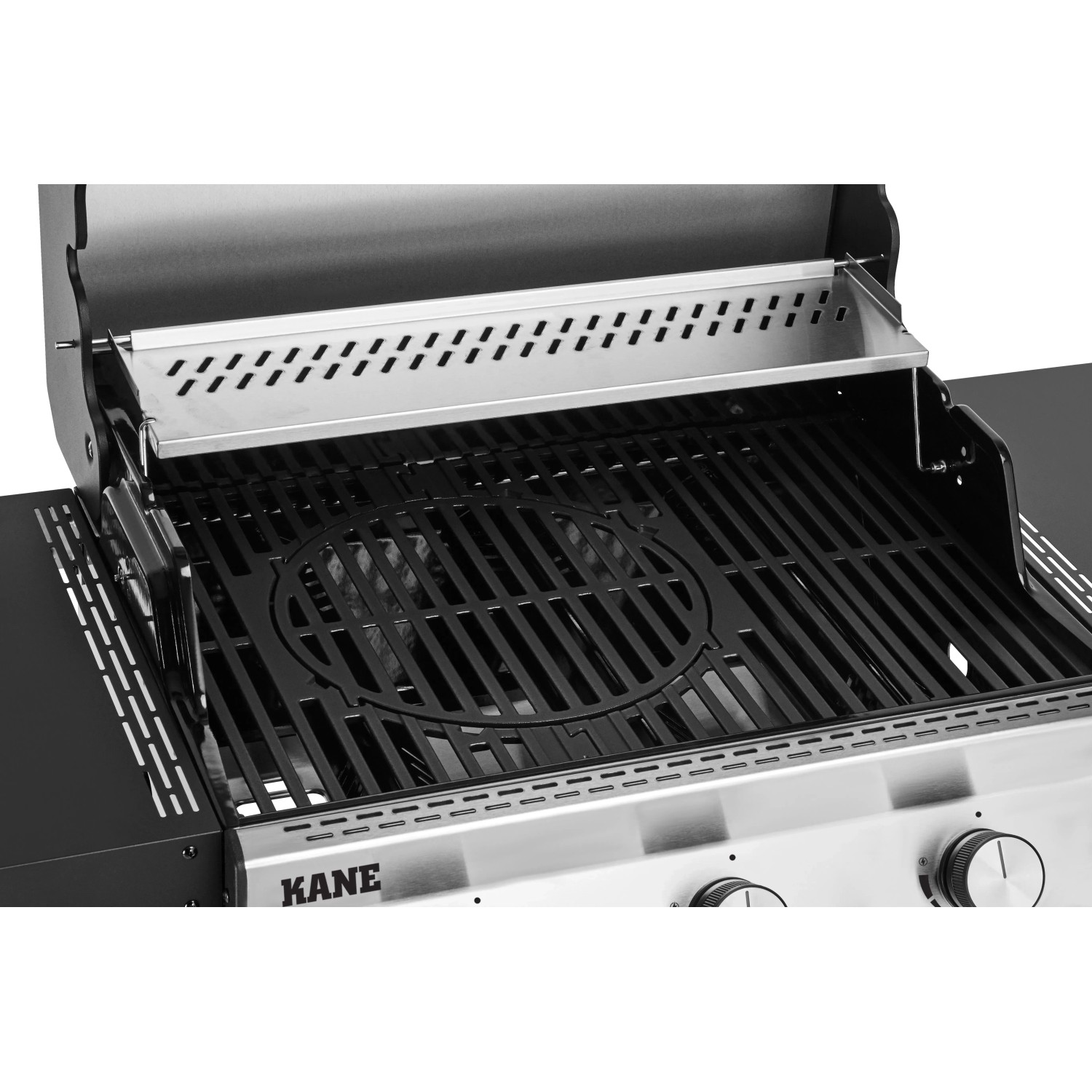 Detailaufnahme des Jamestown Gasgrills Kane mit modularem Grillrostsystem.