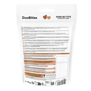 Lucky Jim Hunde-Belohnungssnacks DuoBities Huhn & Pute, 70g Packung.