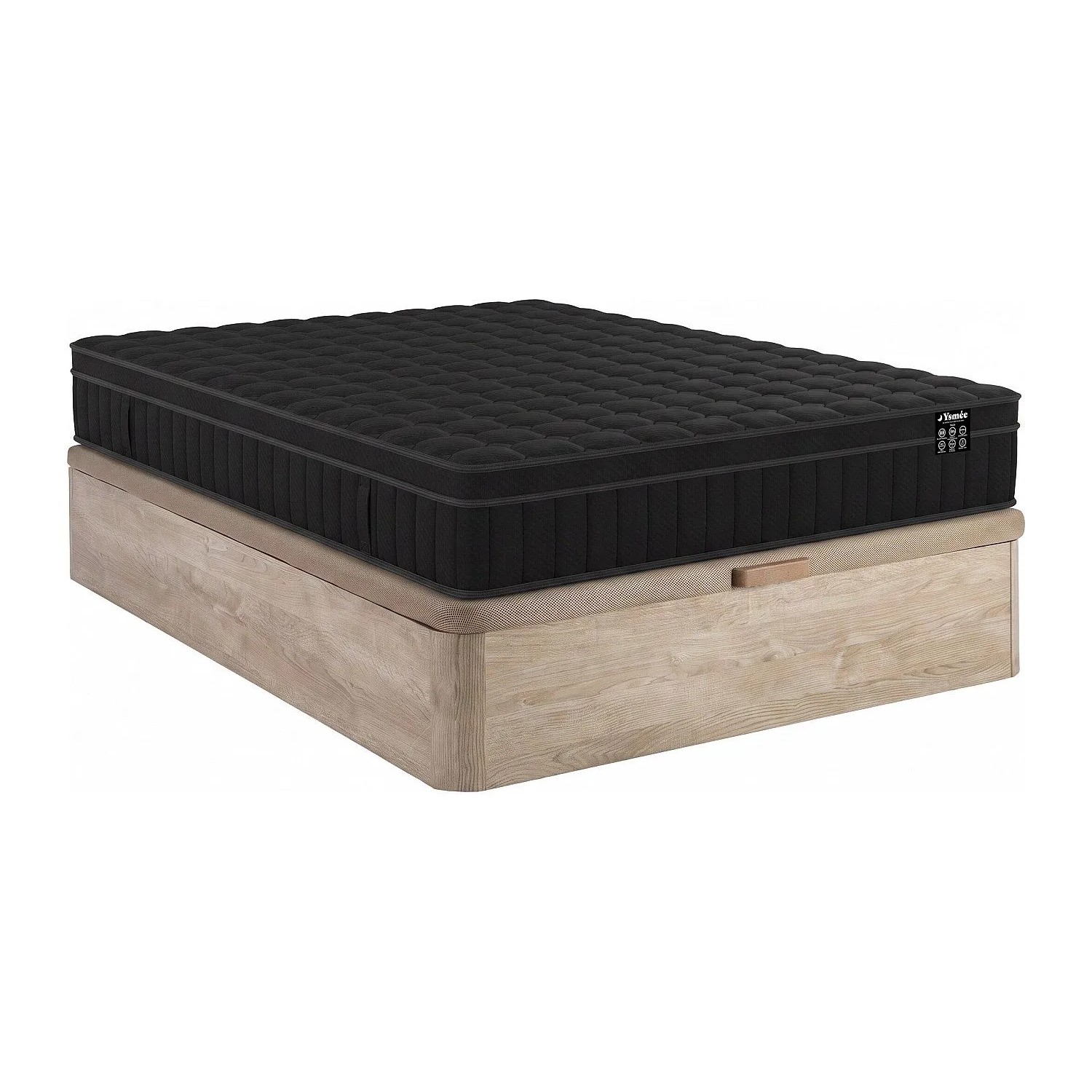Vente-unique Matratze Und Bettgestell Mit Lattenrost Und Bettkasten Tolca Naturfarben Hell 200 cm