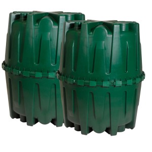 4rain Tanksystem Herkules 3.200 l Komplettpaket Garten, zwei grüne Erdtanks aus Kunststoff.
