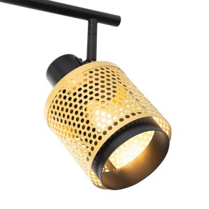 QAZQA Industrie Spot Kayden, schwarz/gold, 3-flammig. Deckenleuchte für Wohnzimmer & Co.