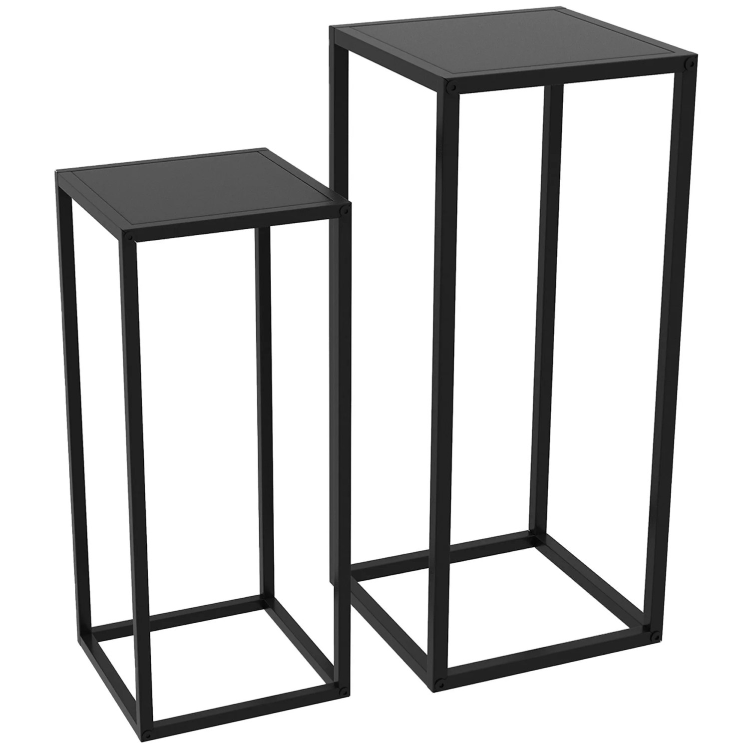 Furnicato Blumenständer Set 2er Schwarz 25l X 25b X 58 5h Cm Und 31l X 31b X 65h Cm