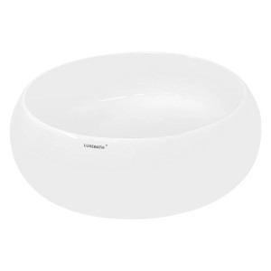 Weißes, rundes ECD Germany Aufsatzwaschbecken (350x120mm) aus Keramik für Bad oder Gäste-WC.