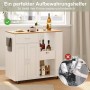 PXloue Küchenschrank auf Rollen-Sideboard mit Schublade Arbeitsplatte & Handtuchhalter Weiß_5