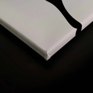 Detailansicht des Bricoflor Wandbilds mit abstraktem Frau-Motiv in Schwarz, Weiß und Gelb.