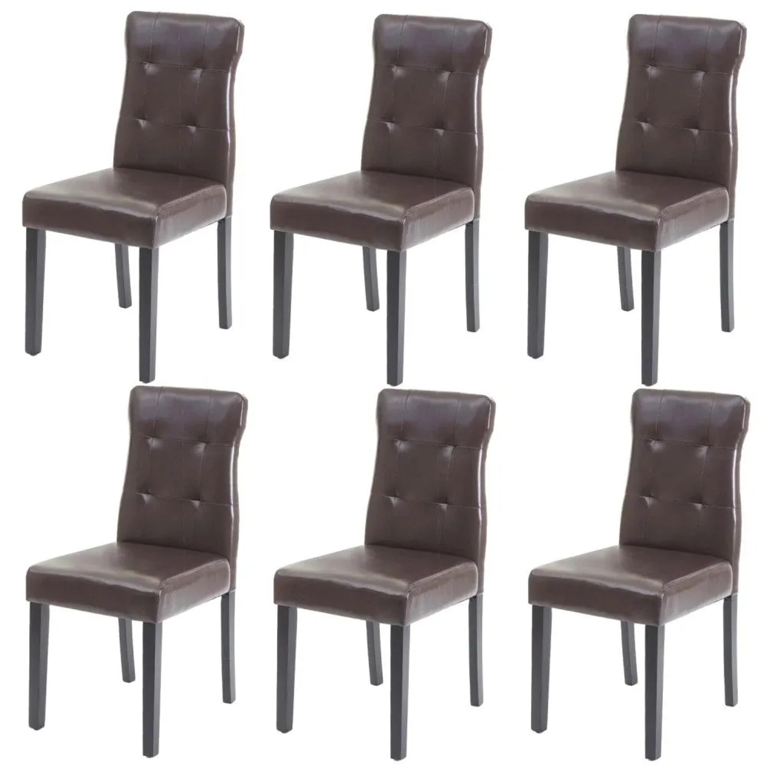 MCW Esszimmerstuhl E58 6er-Set Kunstleder Braun Dunkle Beine
