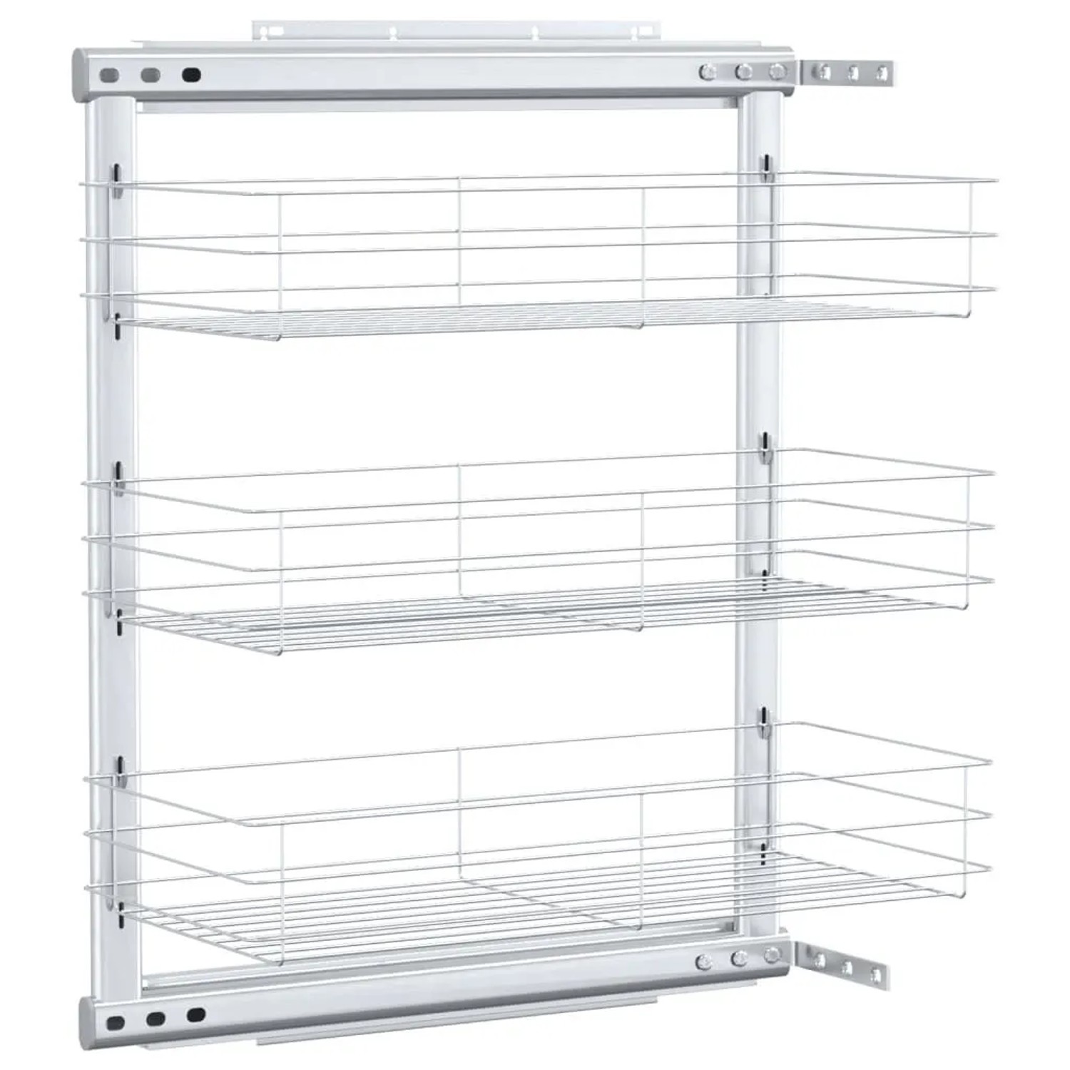 vidaXL 3 Stufiger Küchen-Drahtkorb Ausziehbar Silbern 47x25x56 cm 50969