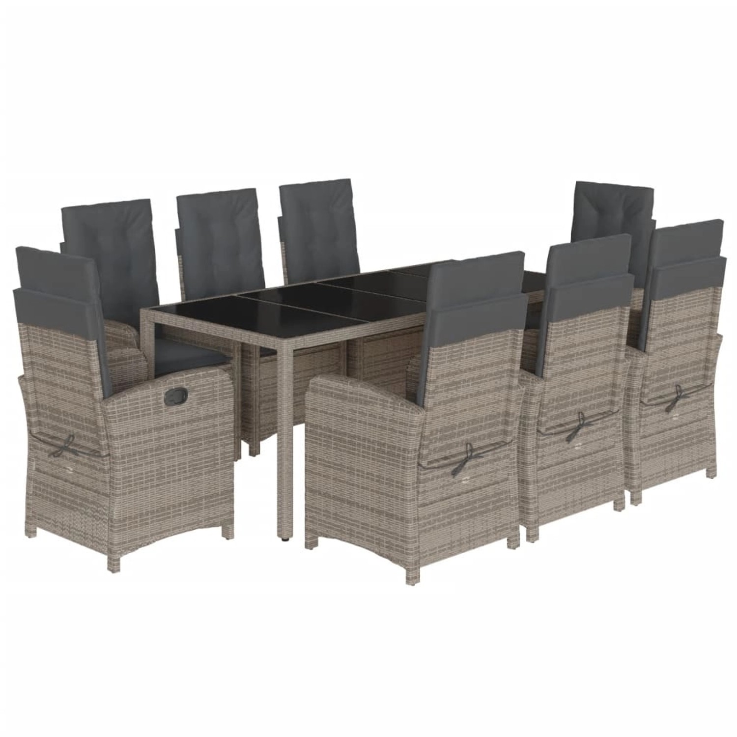 vidaXL 9-Tlg Garten-Essgruppe mit Kissen Grau Poly Rattan 3212220 günstig online kaufen
