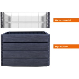 Garantia Ergo Quadro Turbo L 75 Wood Kunststoff-Hochbeet mit Wachstumsmodul, Seitenansicht.