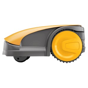 Stiga Mähroboter G 300: Rasenmäher Roboter in Gelb/Grau, Seitenansicht.