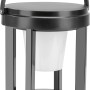 Schwarze Solar-LED-Laterne, rund, Ø 13 cm, 18 cm hoch, mit Tragebügel. Ideal für Garten und Balkon.