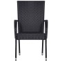 Schwarzer vidaXL Gartenstuhl aus Rattan für Essgruppe, robust und wetterfest.