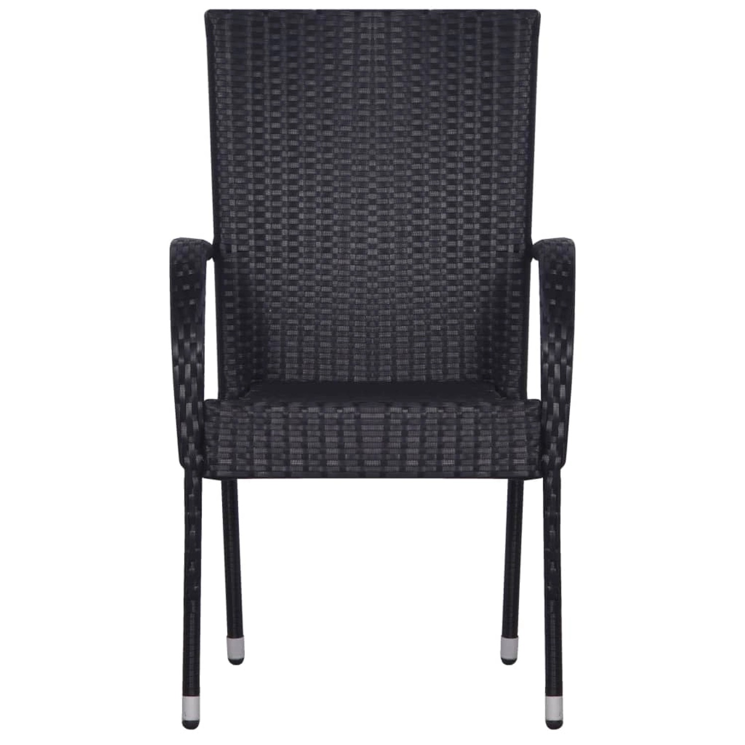 Schwarzer vidaXL Gartenstuhl aus Rattan für Essgruppe, robust und wetterfest.