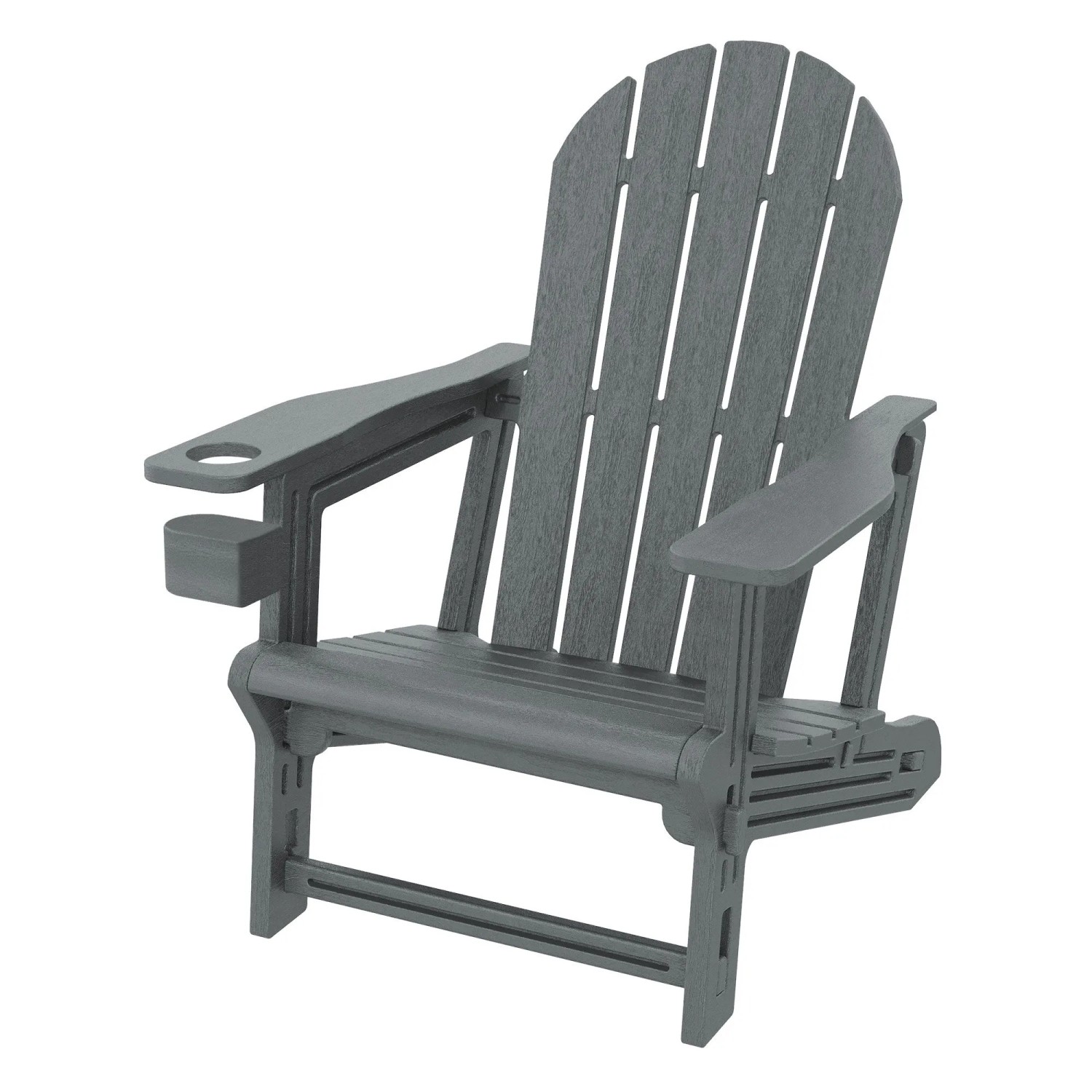 ML-Design Adirondack Stuhl mit Getränkehalter Grau aus Kunststoff