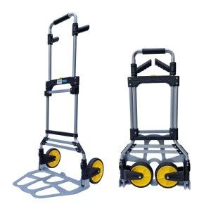 TRUTZHOLM Sackkarre XL, klappbar mit Teleskopgriff, aufgeklappt und zusammengeklappt.