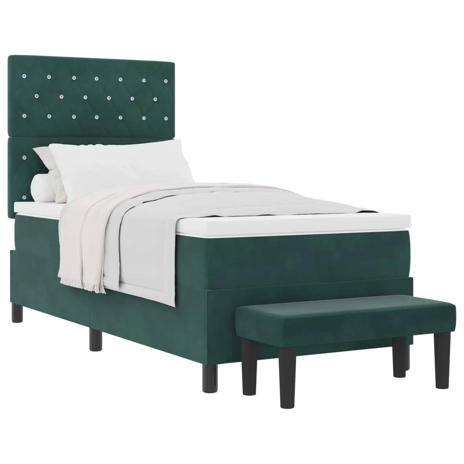 vidaXL Boxspringbett mit Matratze Dunkelgrün 90 x 190 cm Samt 3344417