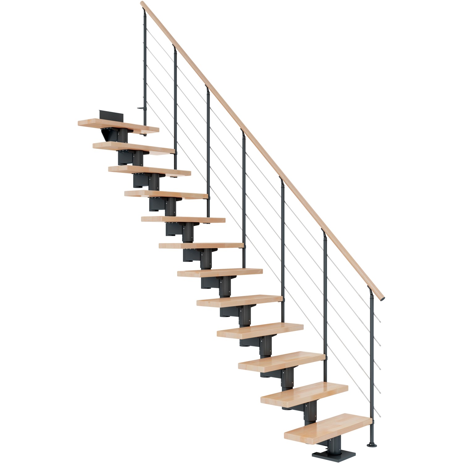 Dolle Mittelholmtreppe Cork Buche Anthrazit GH bis 315 cm Gerade 75 cm FSC günstig online kaufen