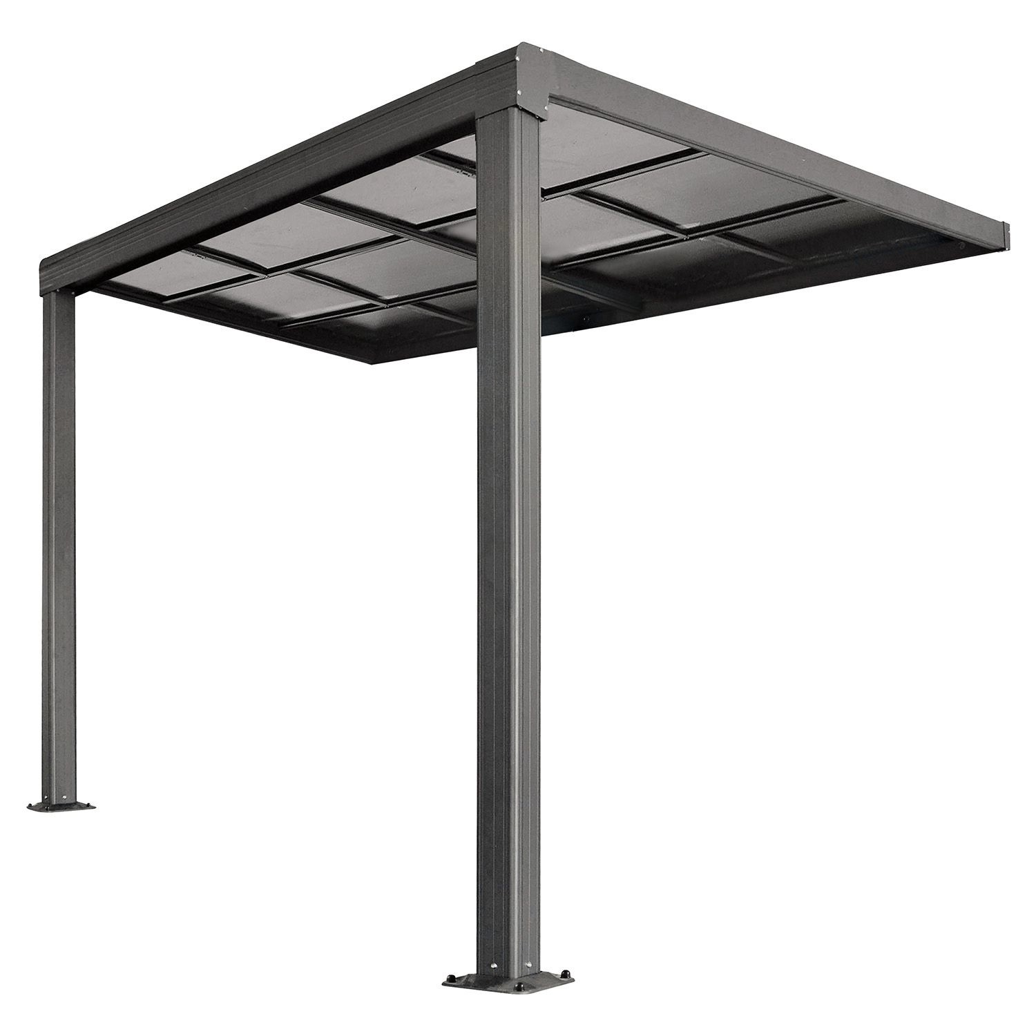 Juskys Terrassendach Jakarta 3x3m mit Polycarbonatplatten Dunkelgrau