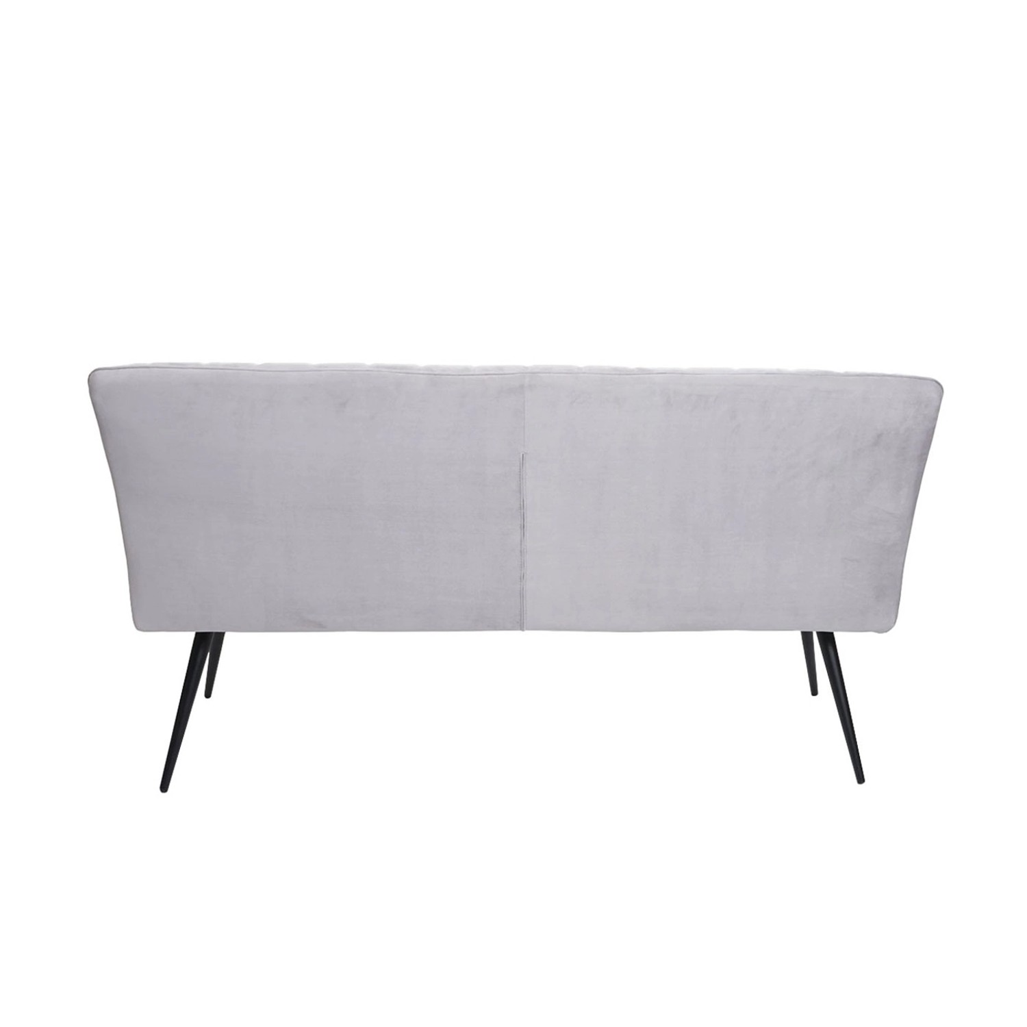 MCW Esszimmer-Set K16, 3-teilig, hellgrau: 2 Stühle und 3-Sitzer Bank mit schwarzen Metallfüßen.