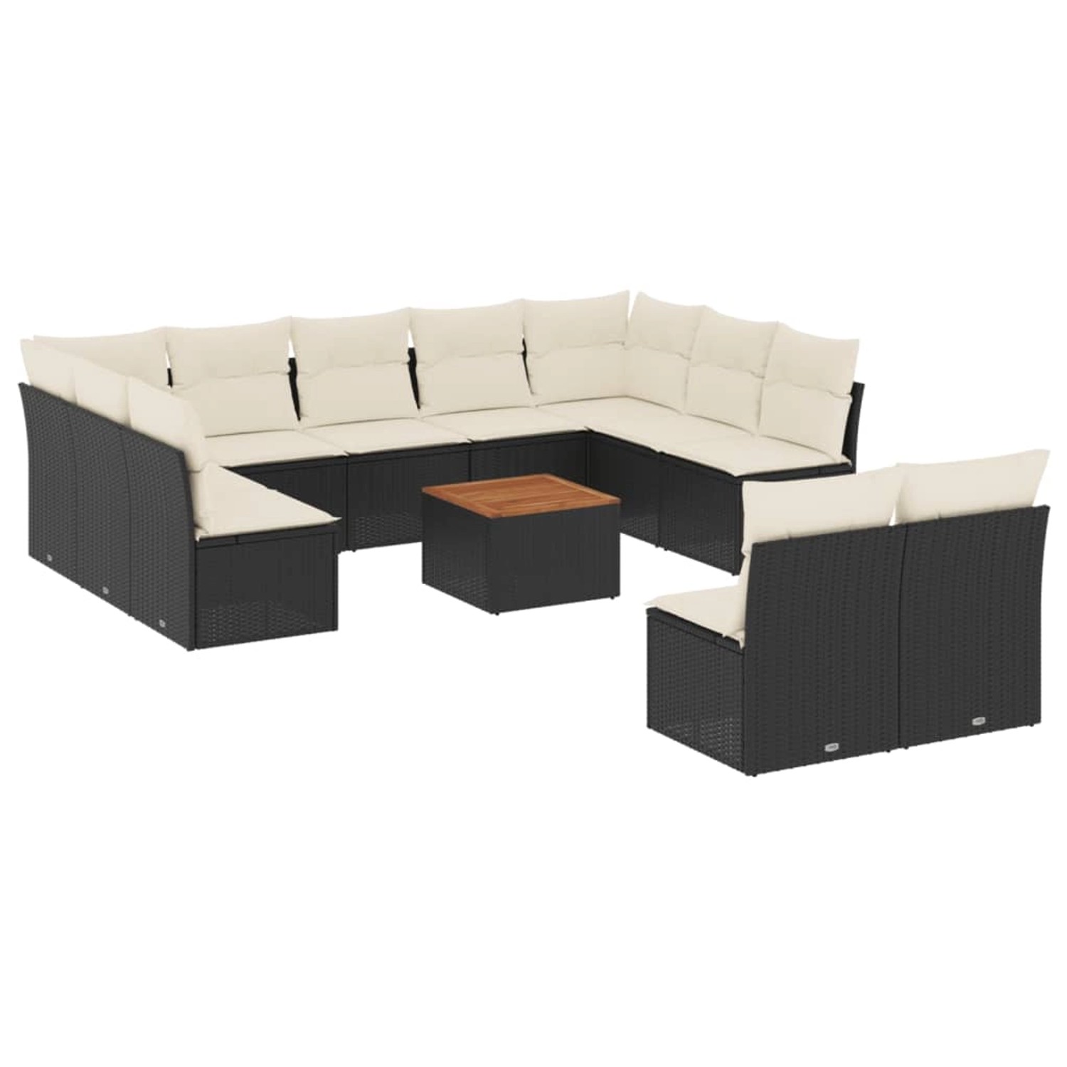 vidaXL 12-Tlg Garten-Sofagarnitur mit Kissen Schwarz Poly Rattan 3256217 günstig online kaufen