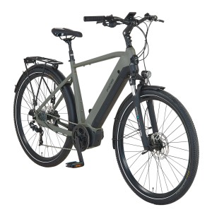 Prophete Trekking E-Bike Entdecker 4.0, moosgrau-schwarz matt, 28 Zoll. Komfortables Herren E-Bike mit Mittelmotor.