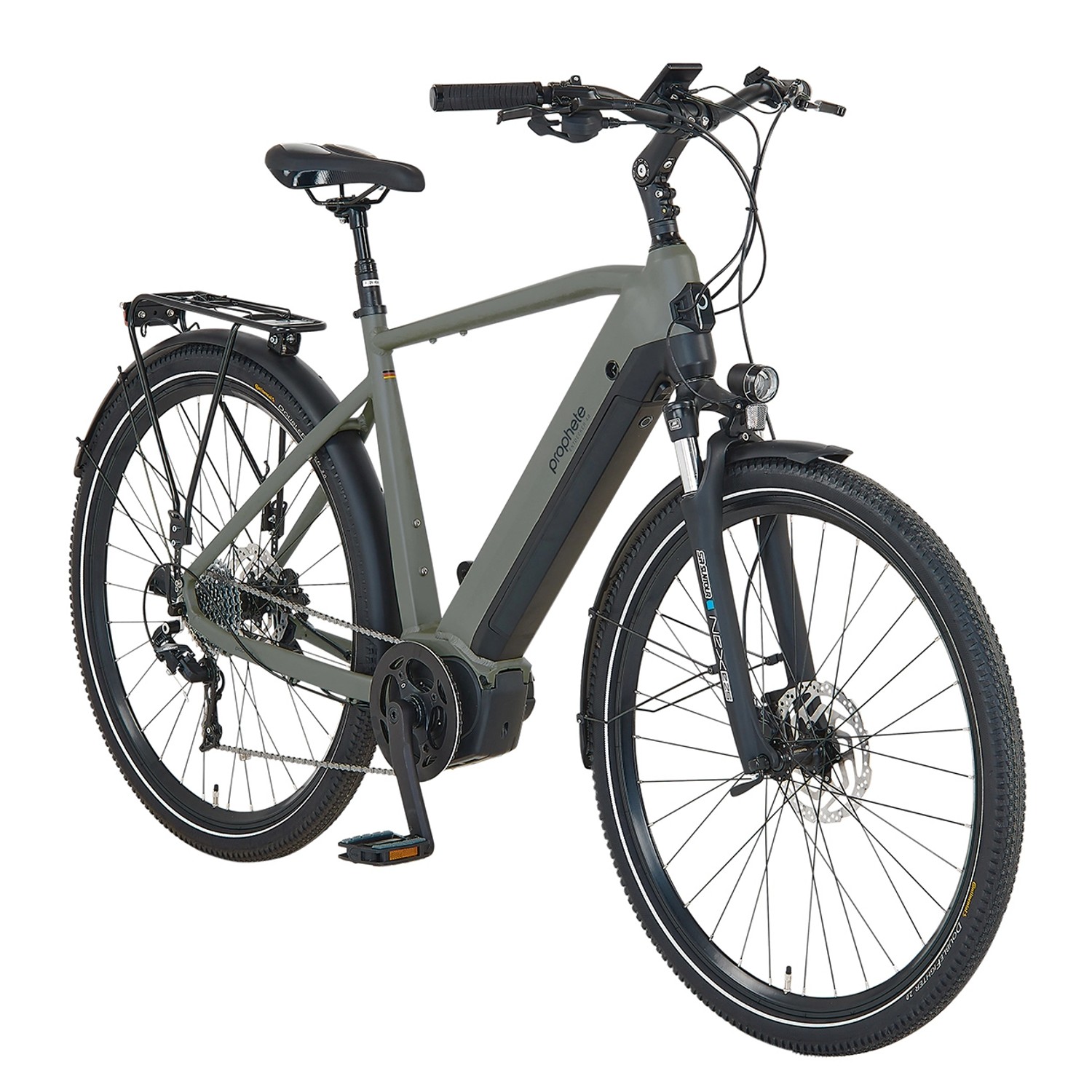 Prophete Trekking E-Bike Entdecker 4.0 Herren Moosgrau-Schwarz Mat 28 Zoll
