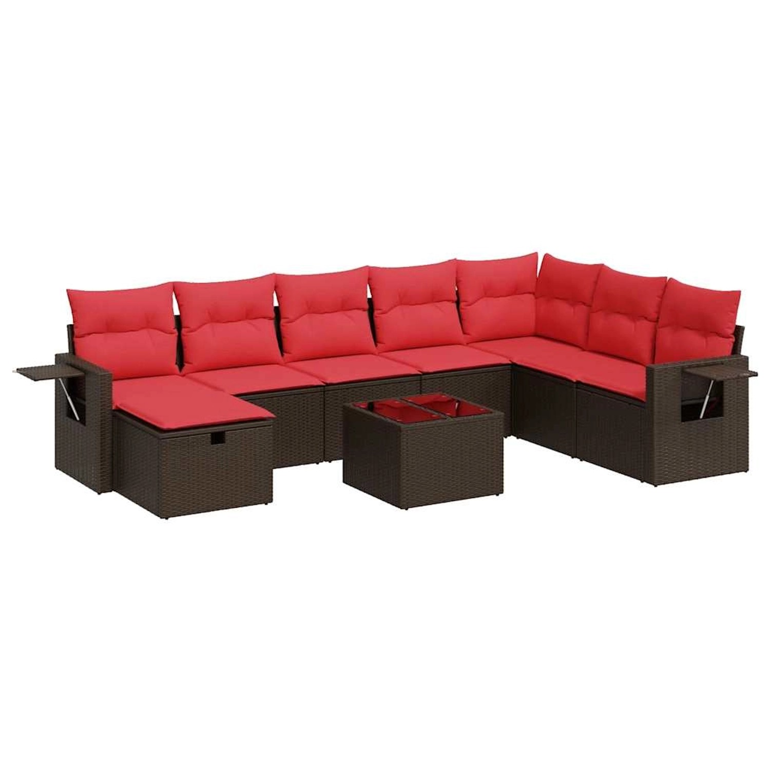 vidaXL 9-Tlg Garten-Sofagarnitur mit Kissen Braun Poly Rattan 3325550 günstig online kaufen