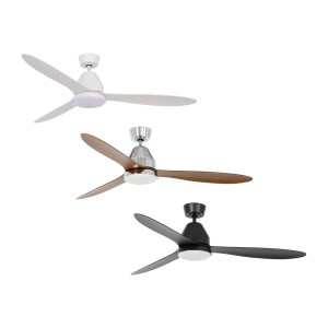 Lucci Air Deckenventilator Whitehaven in Weiß, Braun und Schwarz mit LED-Beleuchtung.