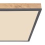 Globo LED-Deckenleuchte Doro, Holz/Graphit, 45x45cm. Quadratische Deckenlampe mit Holzrahmen und graphitfarbenem Rand.