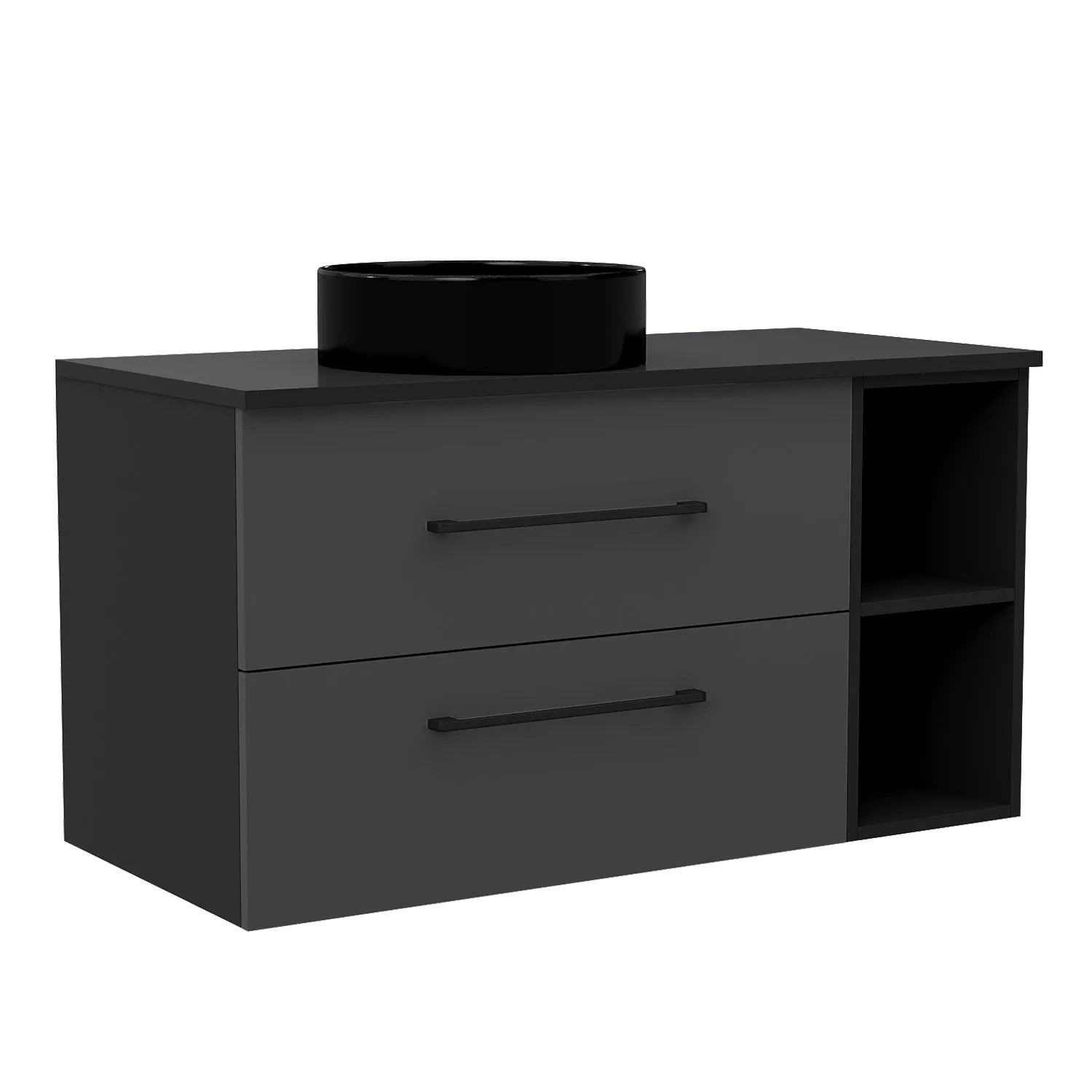 AICA Waschtisch mit Unterschrank 100 cm Kross Badmöbel Set Aufsatzbecken Softclose Schubladen mit Staufach
