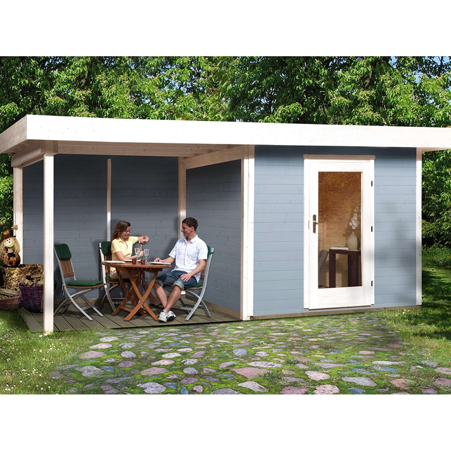 OBI Outdoor Living Holz-Gartenhaus Florenz Flachdach Lasiert 530 cm x 314 c günstig online kaufen