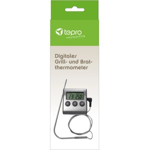 Tepro digitales Grill-Bratenthermometer mit Temperaturfühler und Display in Verpackung.