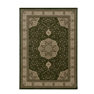 Grüner Orientteppich Kashmir 2601 (240x340 cm) mit floralem Muster und Bordüre.