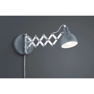 Reality LED-Wandleuchte Scissor in Betonfarbig mit verstellbarem Metallarm.