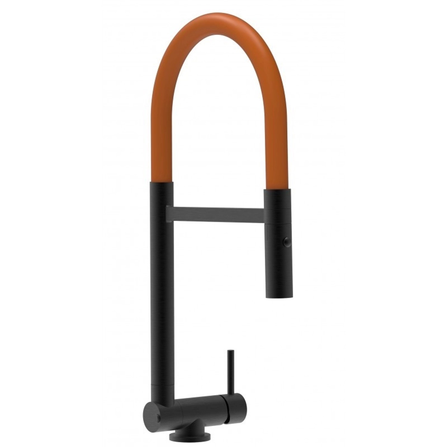 VIZIO Wasserhahn Vorfenster Küchenarmatur Umklappbar 45 CM mit 360° Schwenkbarem Auslauf Abnehmbare 2 Strahl Handbrause Schwarz Matt   Orange (Maße: 10cm | 70cm | 30cm)