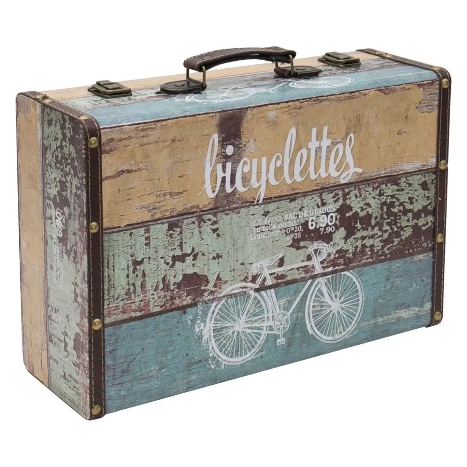 HMF VKO106 Vintage Vintage Koffer Truhe Holzkiste Holz 38 x 26 x 13 cm Deko Fahrrad