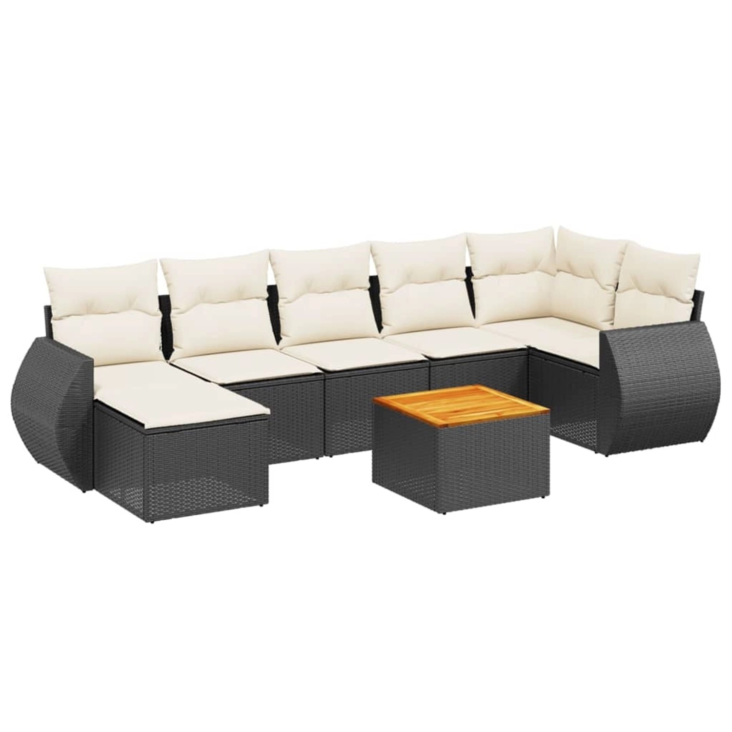 vidaXL 8-Tlg Garten-Sofagarnitur mit Kissen Schwarz Poly Rattan 3257442 günstig online kaufen