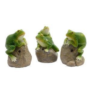 Deko-Figur: Frosch mit Sensor und Ton, 3-fach sortiert, aus Polyresin, 11,5 cm, Grün.