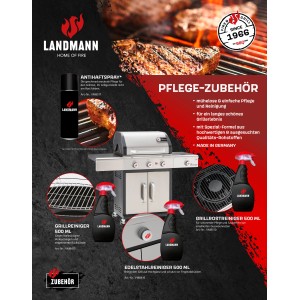 Landmann Edelstahlreiniger 500 ml für glänzende Grills und Schutz vor Fingerabdrücken.