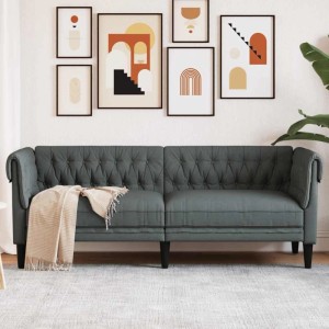 Dunkelgraues 3-Sitzer Chesterfield Sofa aus Stoff von vidaXL.