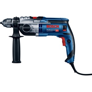 Bosch Professional GSB 19-2 RE Schlagbohrmaschine, blau, mit Zusatzhandgriff.