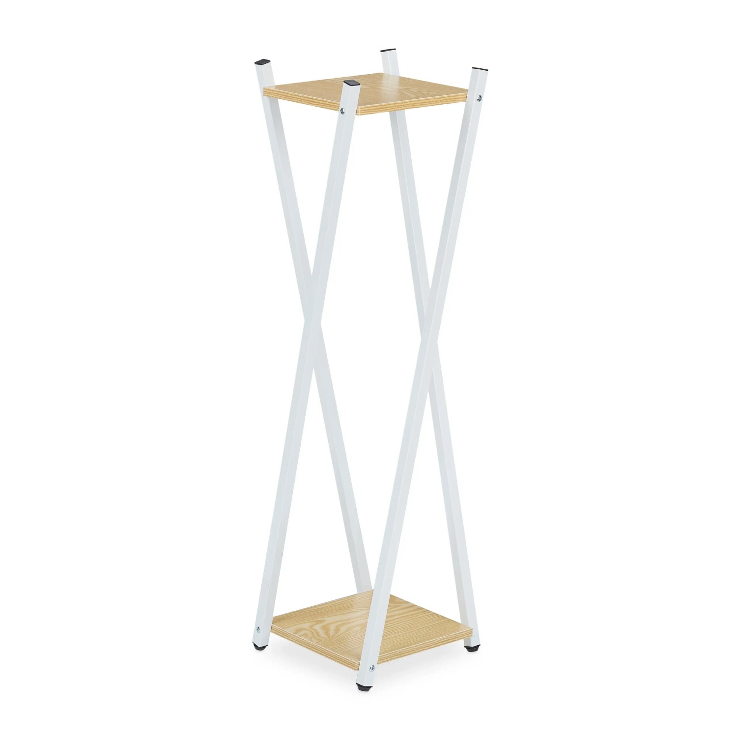 Relaxdays Blumenständer Stahl MDF Hellbraun mit 2 Etagen 99 cm x 29 cm x 29 cm 3,1 kg