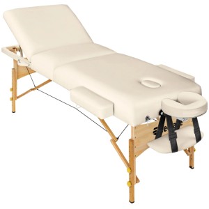 Tectake 3 Zonen Massageliege Set  Breite 70 cm  Polsterung 10 cm Inklusive Hocker  Lagerungsrollen und Tragetasche  218 x 102 x 90 cm Beige