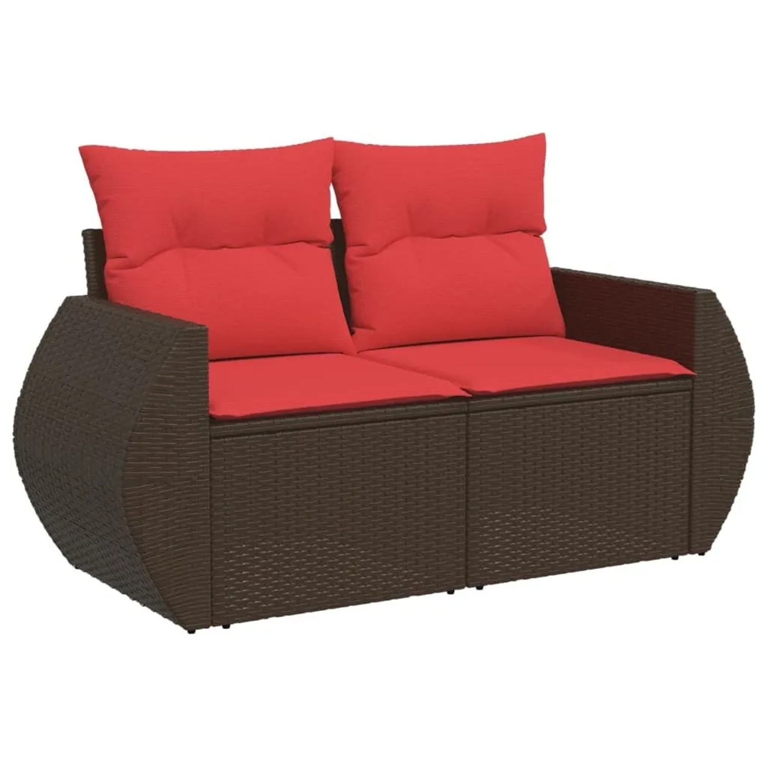 vidaXL Gartensofa mit Kissen 2-Sitzer Braun Poly Rattan 366236