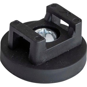 Schwarzer EVOline Haftmagnet 30 mm aus Kunststoff zur Kabelbefestigung mit Laschen für Kabelbinder.