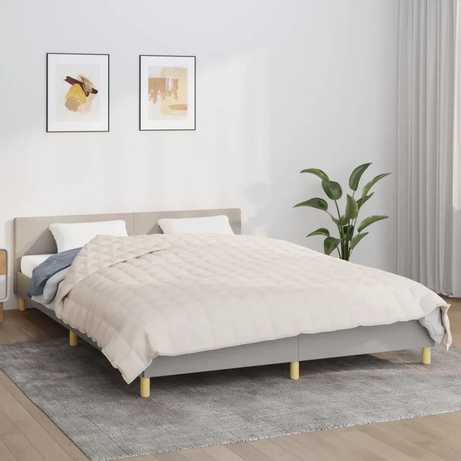 HomeSmart Gewichtsdecke Queen Size 6,8 Kg – Flauschig, Atmungsaktiv, Hellbeige