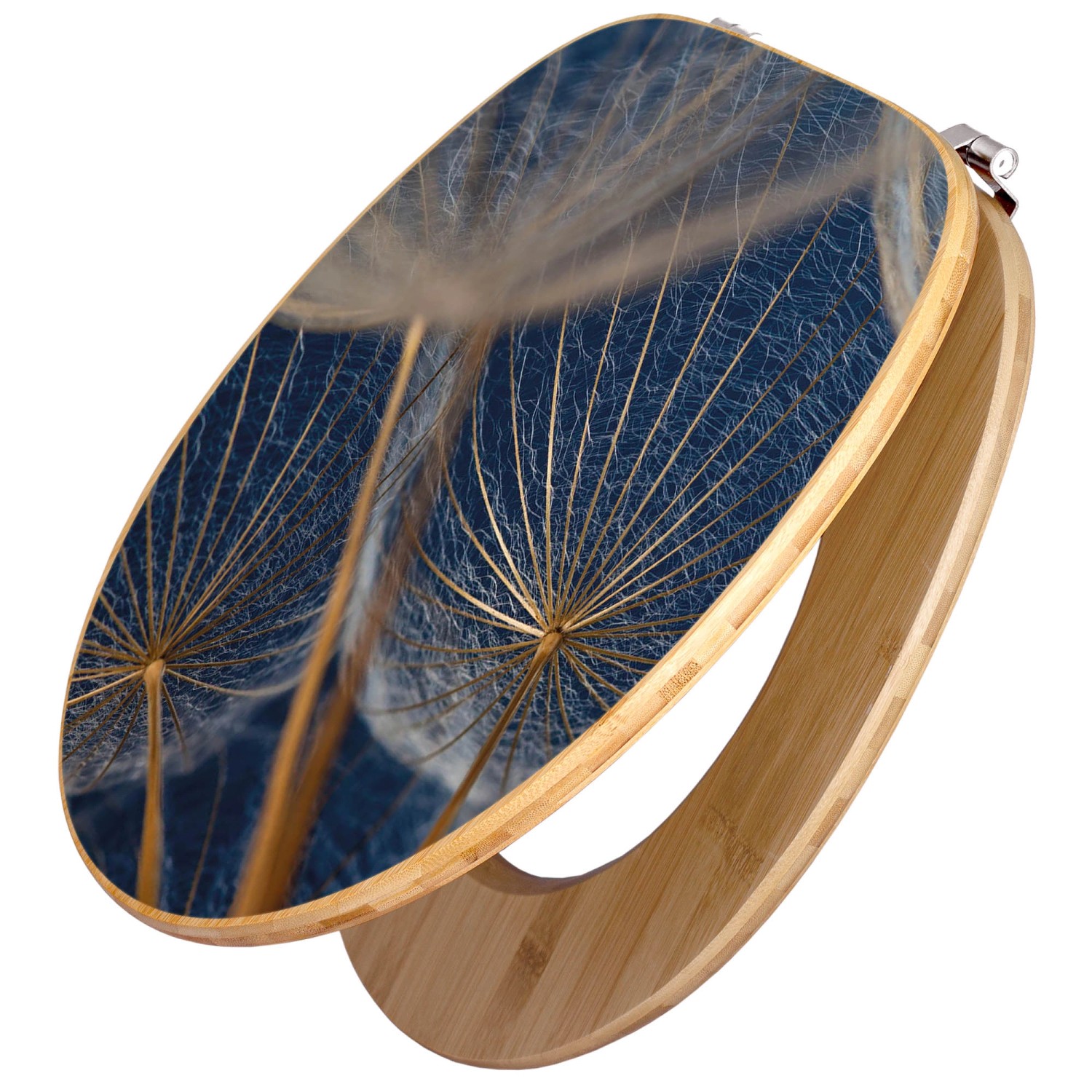 Banjado WC-Sitz aus Bambus mit Motiv Verblüht. Toilettendeckel aus Holz mit Universal Scharnieren.