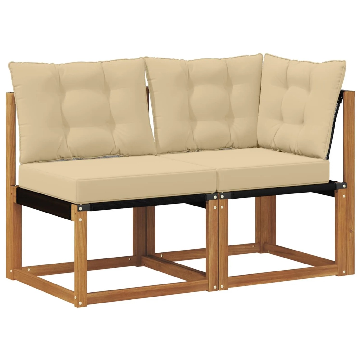 vidaXL Outdoor Mittel- und Ecksofa mit Kissen 2 Stück Natur 900616