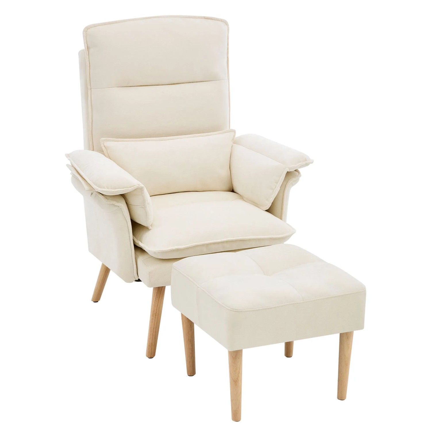Merax Relaxsessel mit Hocker 5 Stufen Beige